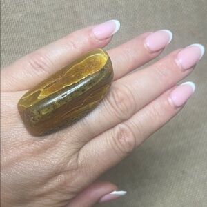 Authentic Baltic Chunky Amber and silver Statement Ring